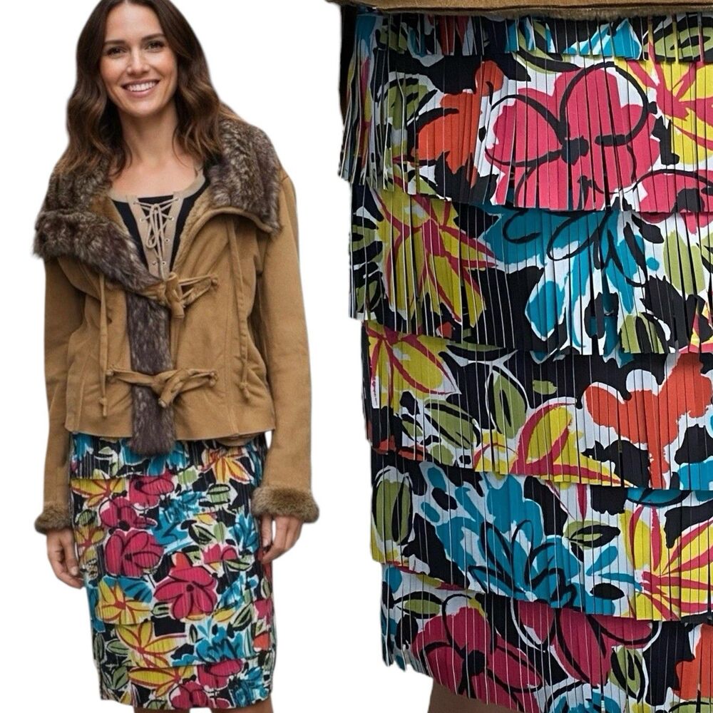 Michael Kors Collection Leather FRINGE Skirt 6 RUNWAY Italy $3995 Classic